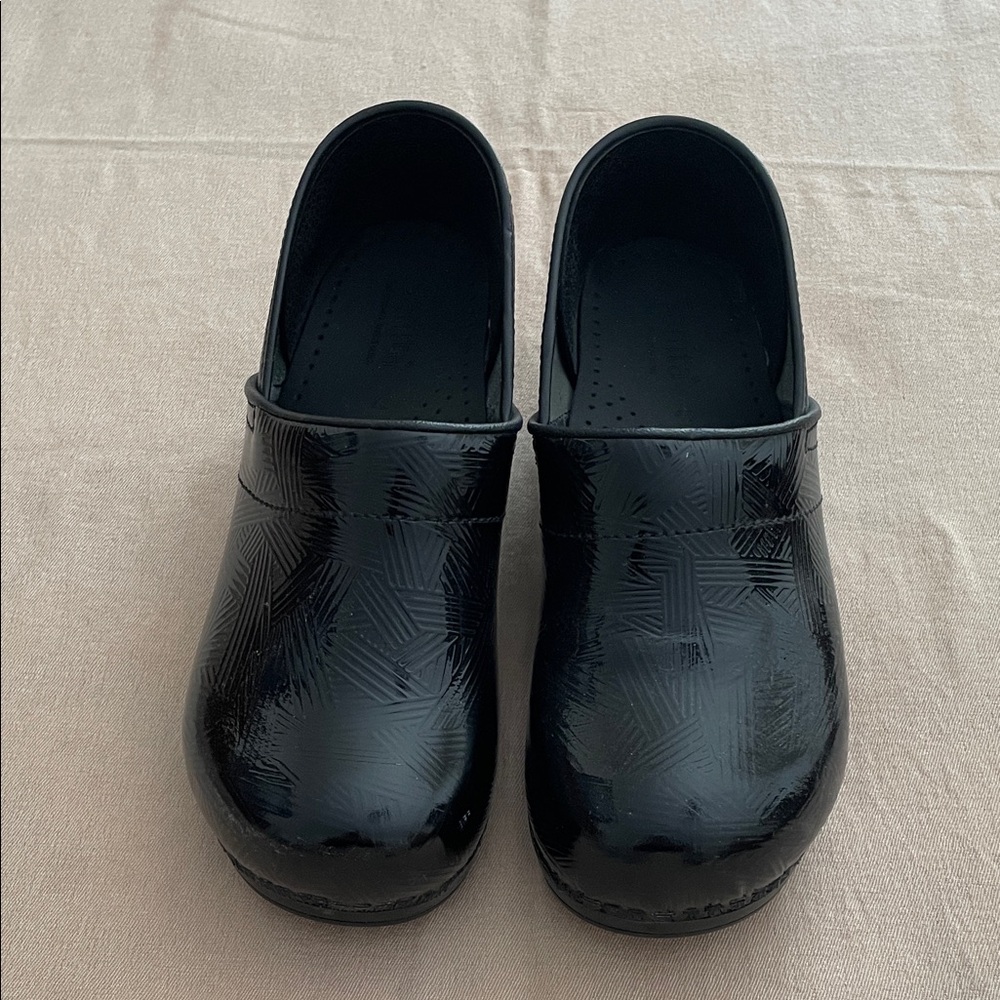 Sanita Black Patent Leather Clogs